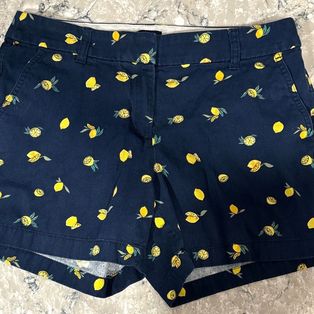 J. Crew Navy 3.5 inch  Shorts with Playful Lemon Print